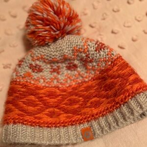Cozy Orange and Gray Kids Pom-Pom Beanie